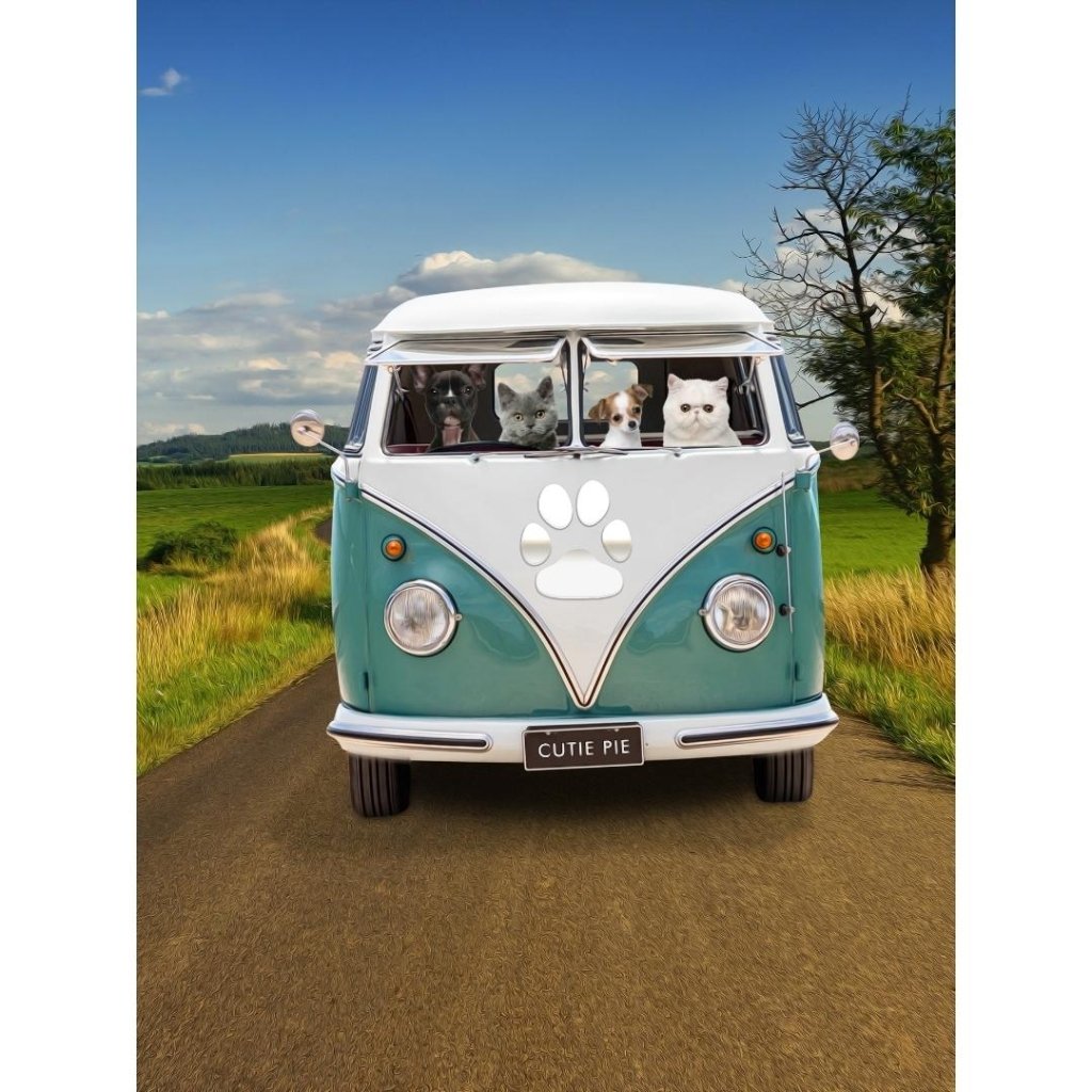 Pet Portraits | The Retro Bus: Custom Digital Download Pet Portrait | Paw & Glory
