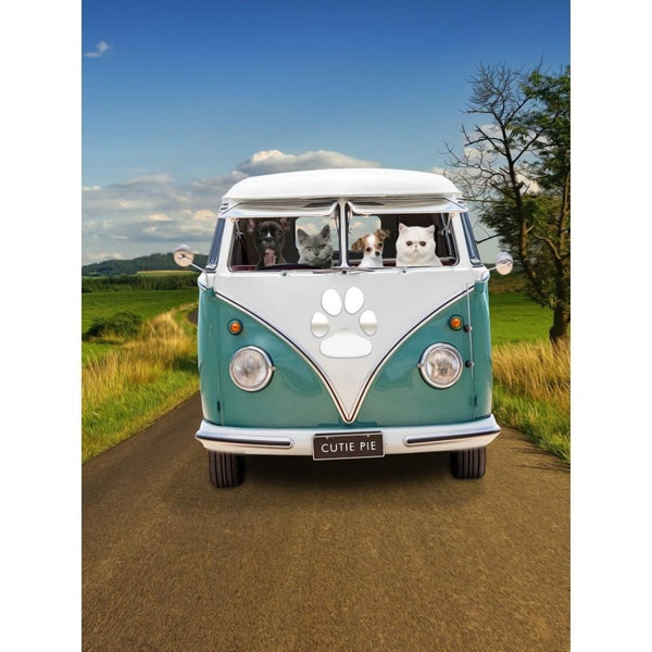 The Retro Bus Custom Digital Download Pet Portrait | Paw & Glory