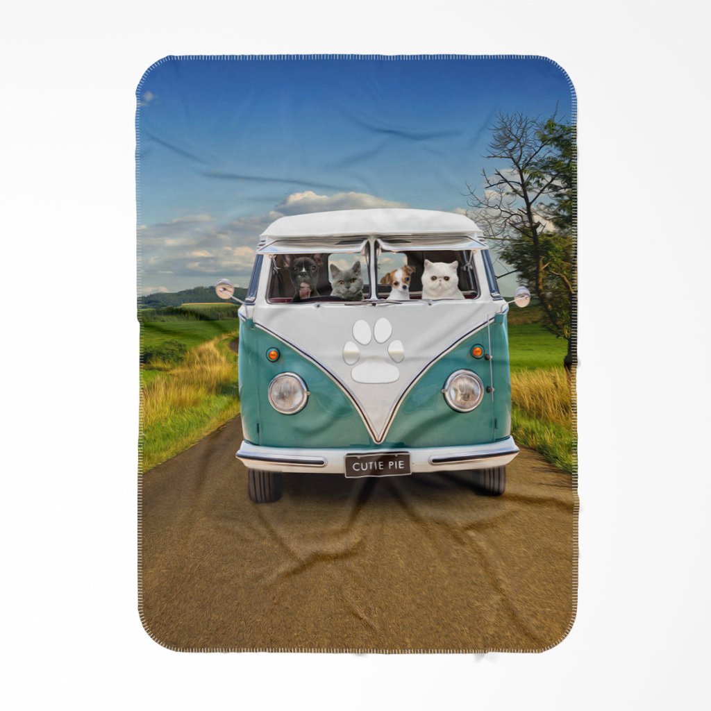 Pet Portraits | The Retro Bus: Custom Pet Blanket | Paw & Glory