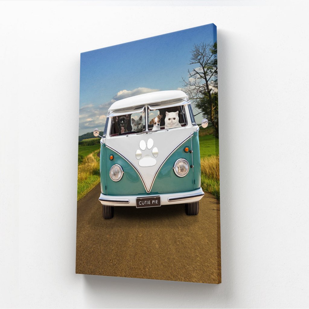 Pet Portraits | The Retro Bus: Custom Pet Canvas | Paw & Glory