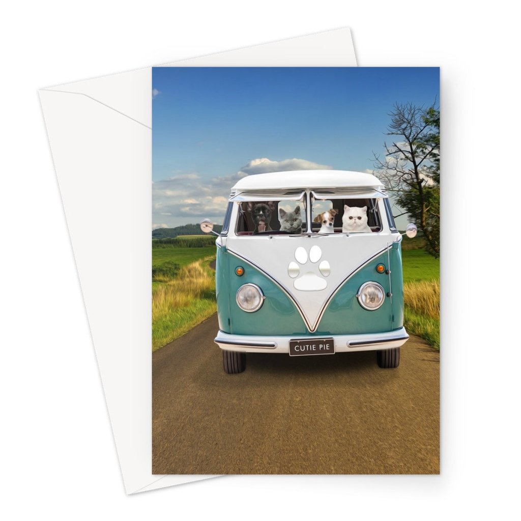 Pet Portraits | The Retro Bus: Custom Pet Greeting Card | Paw & Glory