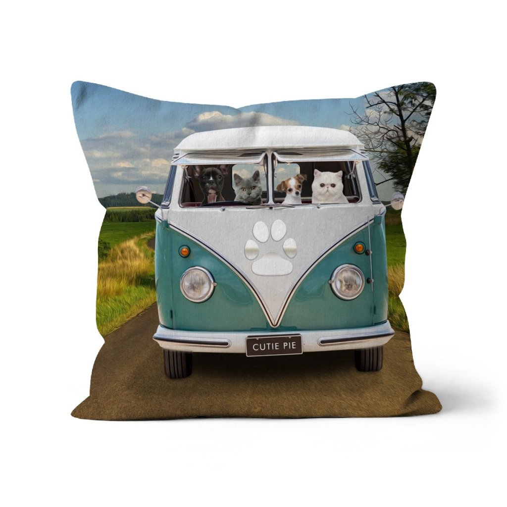Pet Portraits | The Retro Bus: Custom Pet Pillow | Paw & Glory
