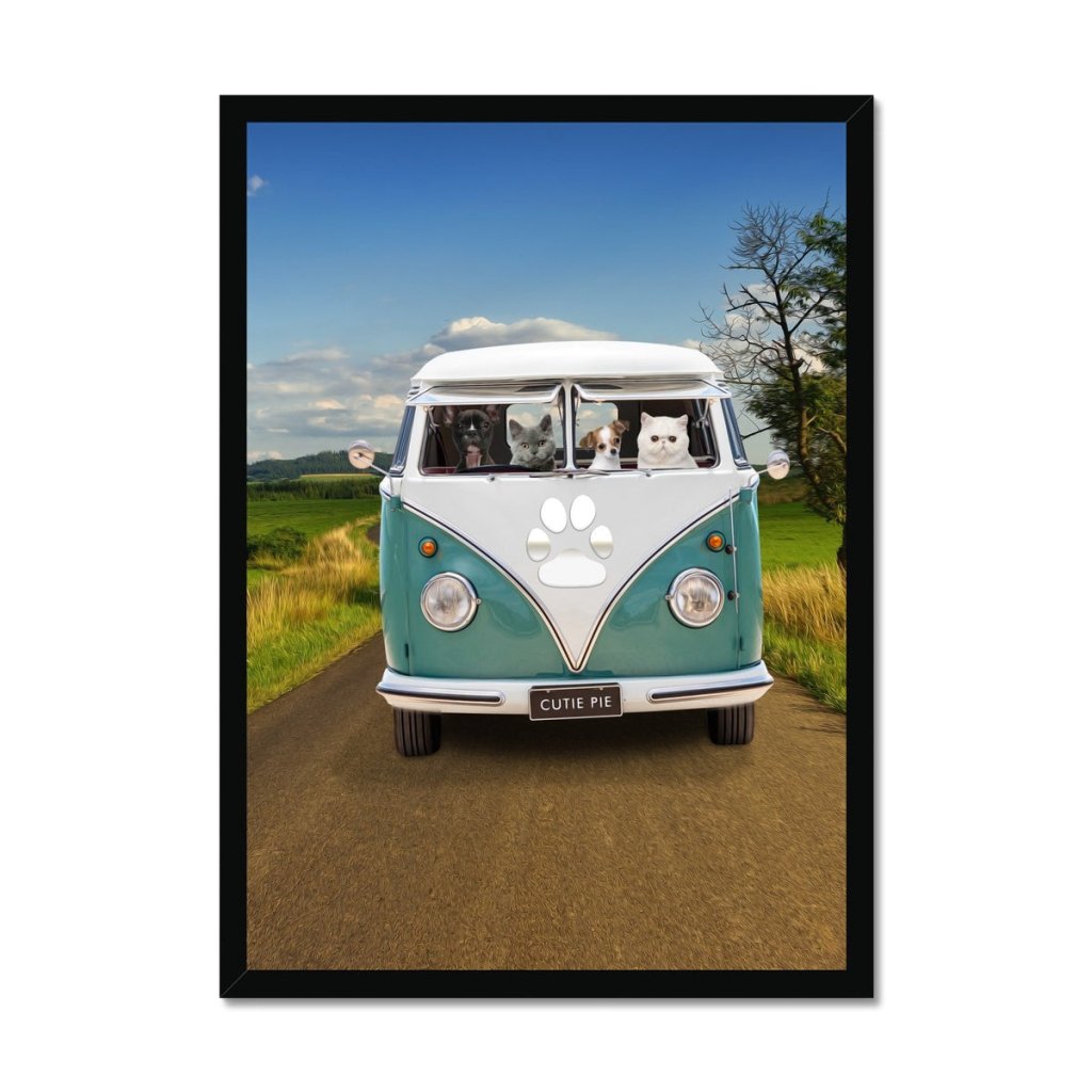 The Retro Bus: Custom Pet Portrait - Paw & Glory - Dog Portraits - Pet Portraits