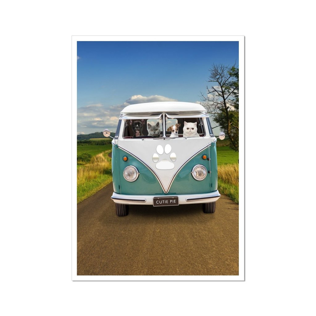 Pet Portraits | The Retro Bus: Custom Pet Poster | Paw & Glory