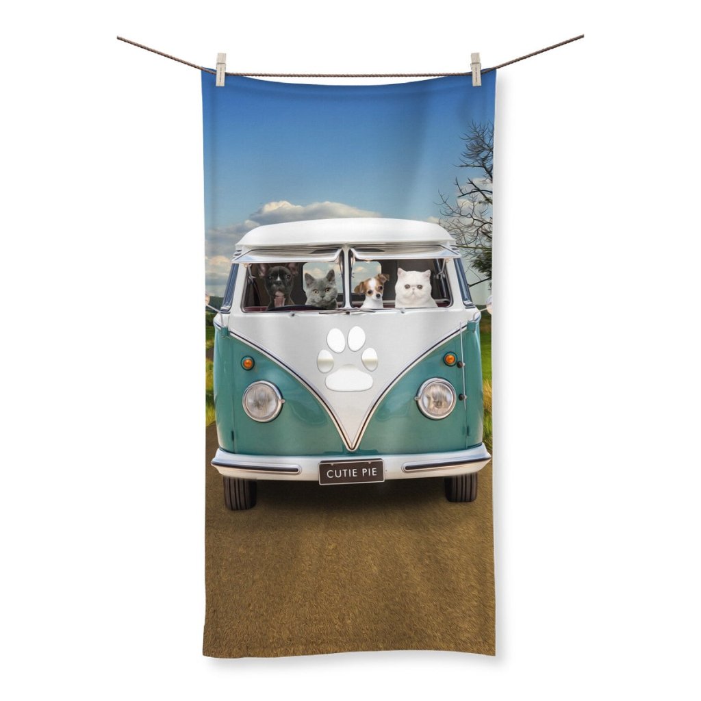 Pet Portraits | The Retro Bus: Custom Pet Towel | Paw & Glory
