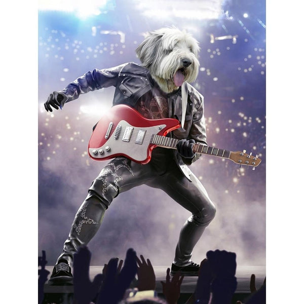 Rock Star Custom Digital Download Pet Portrait | Pet Portrait From Photo | Paw & Glory
