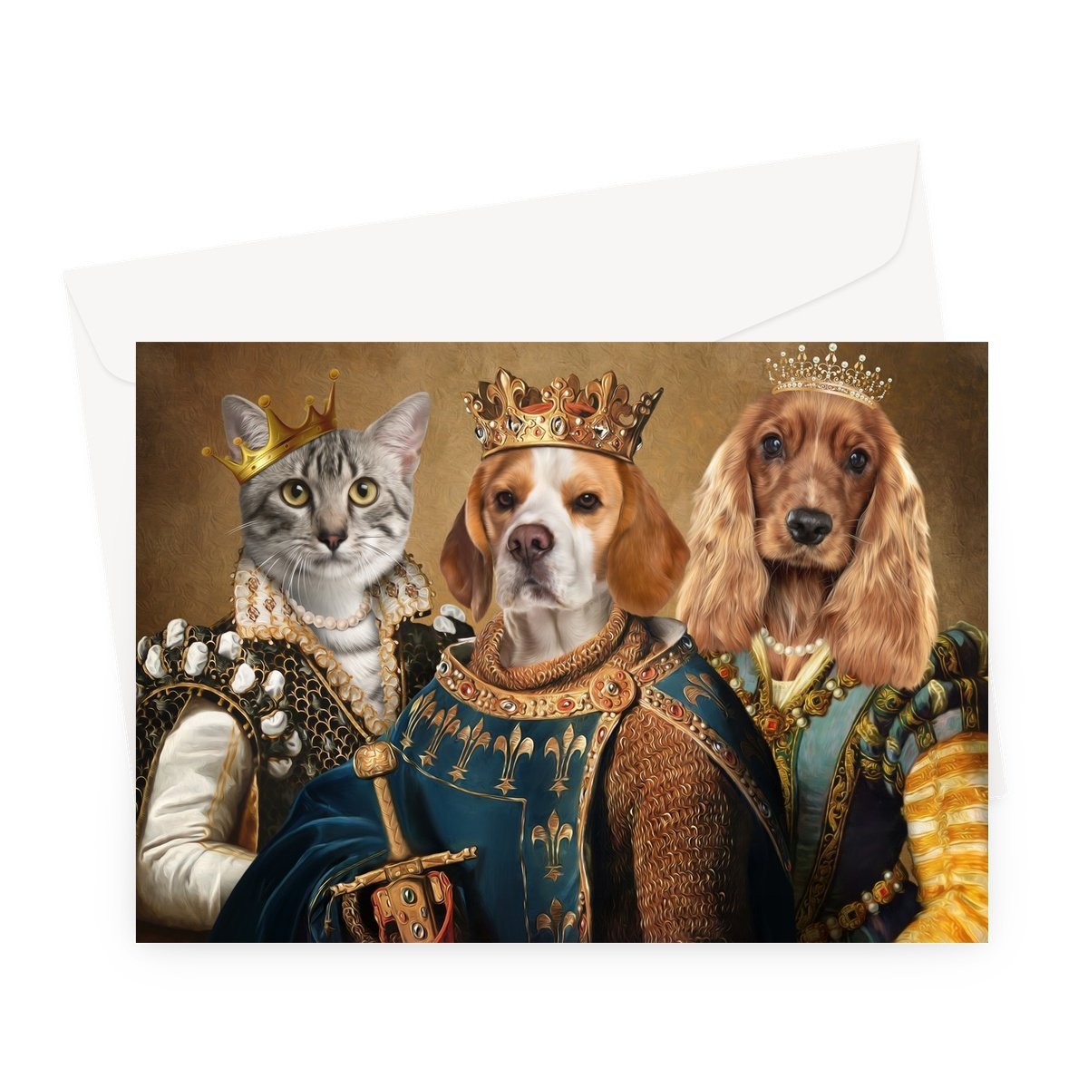 Pet Portraits | The Royals: Custom 3 Pet Greeting Card | Paw & Glory