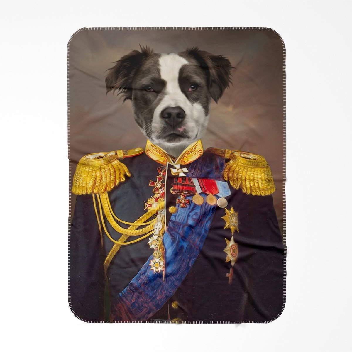 The Seasoned Sergeant: Custom Pet Blanket - Paw & Glory - Dog Portraits - Pet Portraits