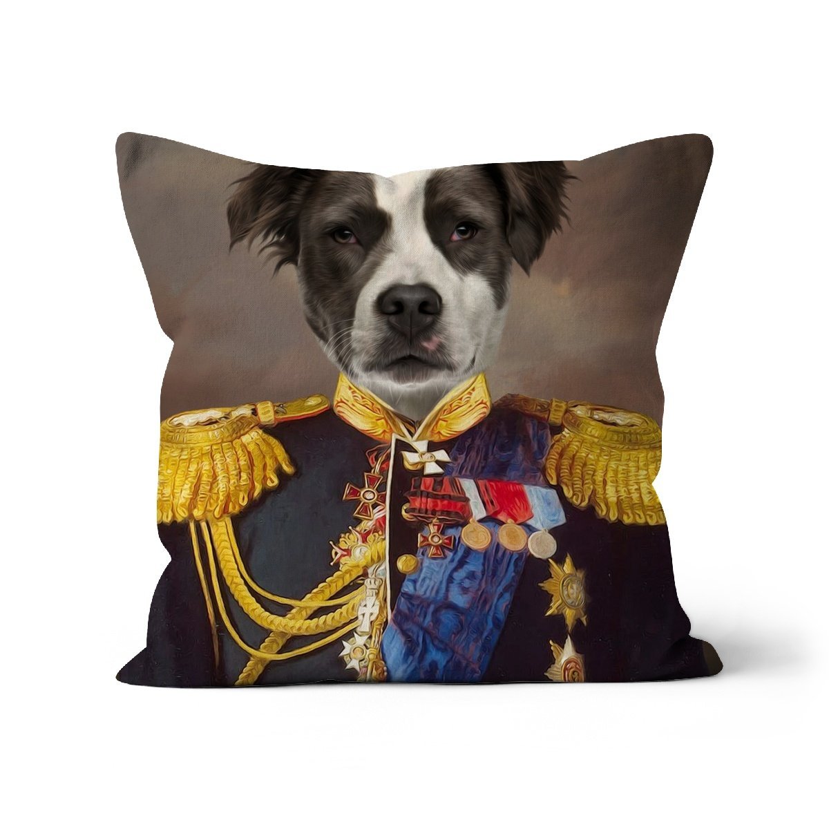 Pet Portraits | The Seasoned Sergeant: Custom Pet Pillow | Paw & Glory