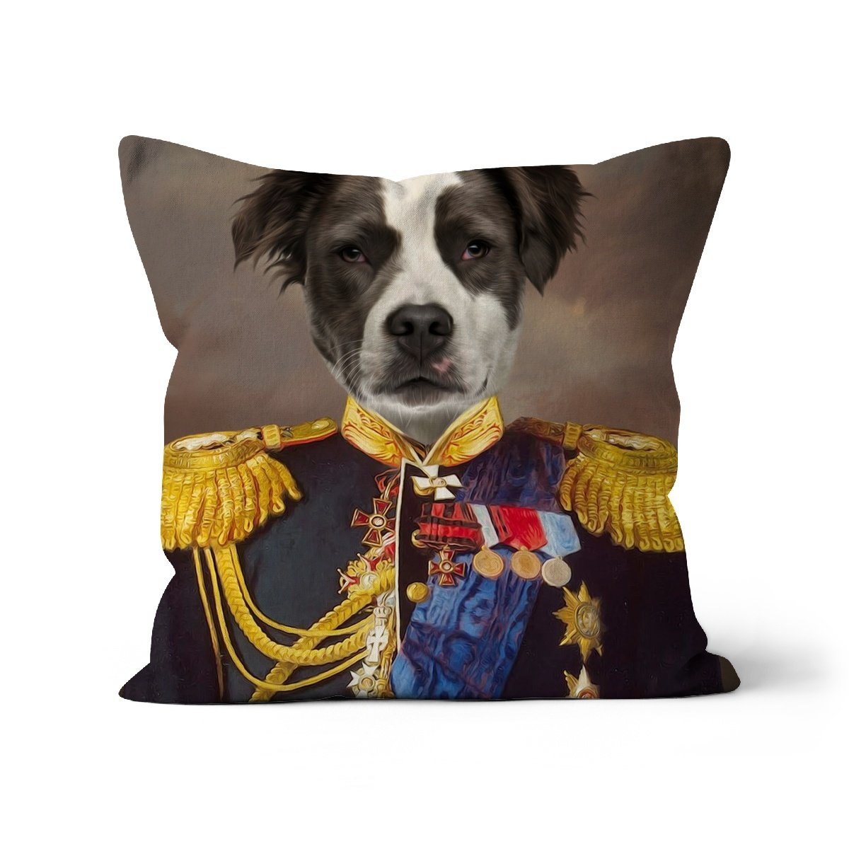 Pet Portraits | The Seasoned Sergeant: Custom Pet Pillow | Paw & Glory