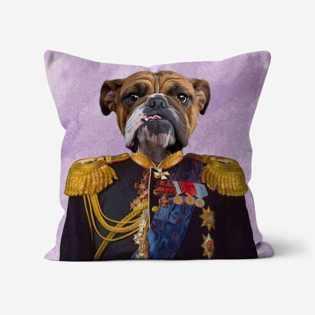 Pet Portraits | The Seasoned Sergeant: Custom Pet Pillow | Paw & Glory