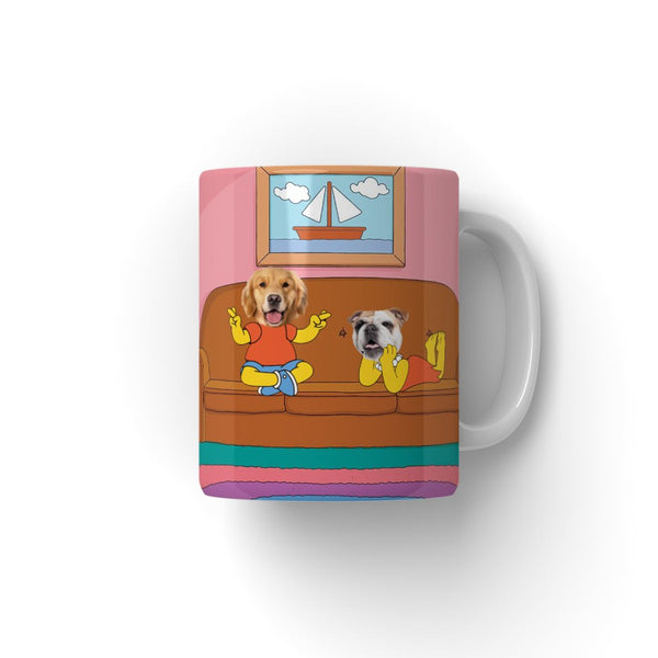 Yellow Cartoon Siblings Custom Pet Coffee Mug | Personalised Pet Gift | Paw & Glory