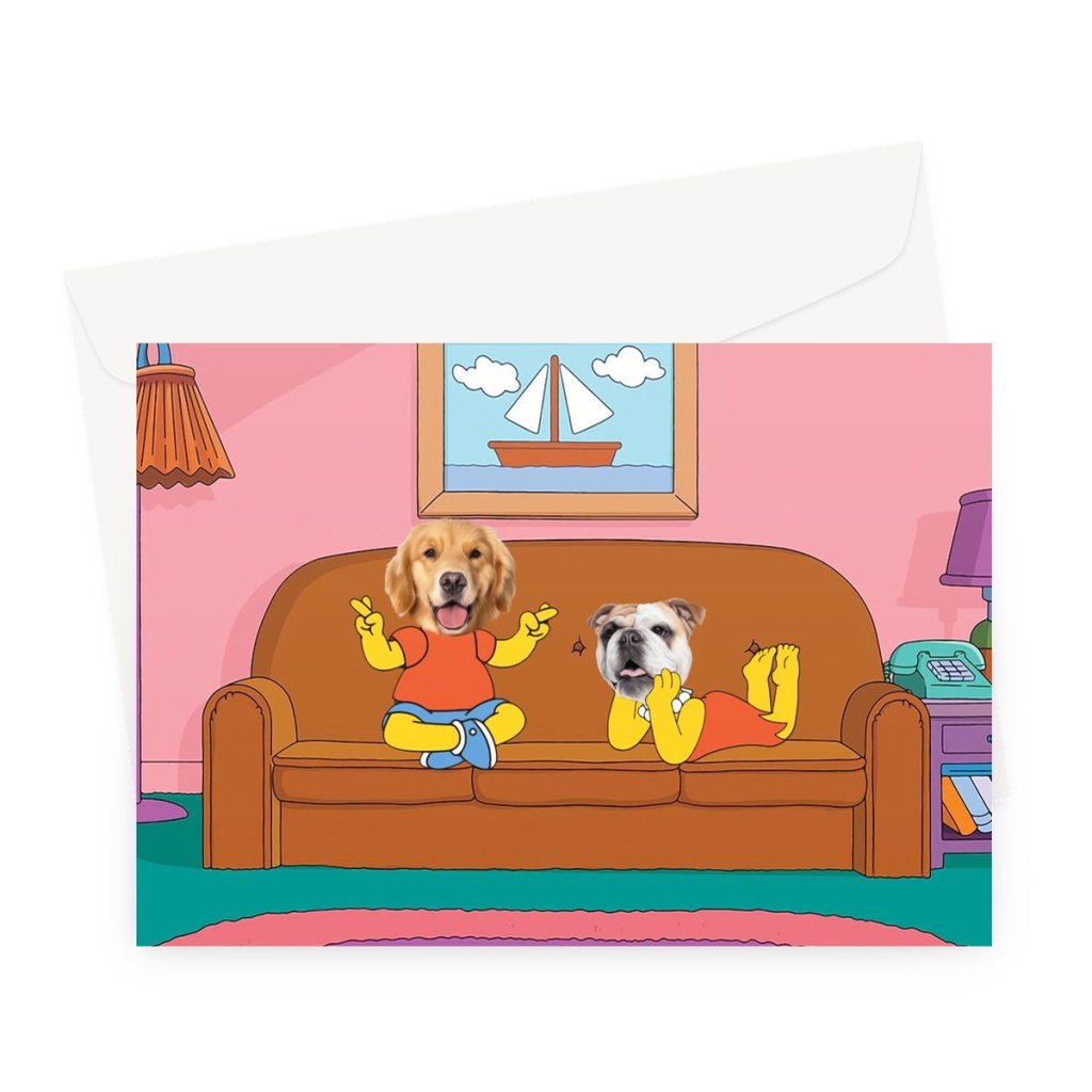 Pet Portraits | The Simpsons (Bart and Lisa): Custom Pet Greeting Card | Paw & Glory