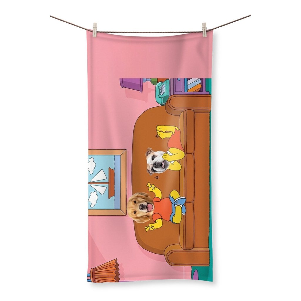 Yellow Cartoon Siblings: Custom Pet Towel | Paw & Glory