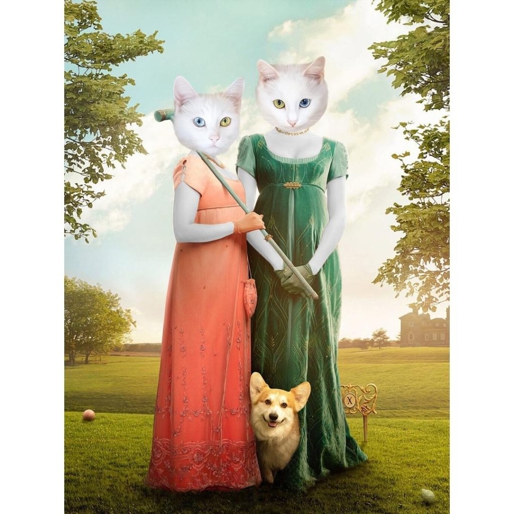 The Sisters (Bridgerton Inspired): Custom Digital Download Pet Portrait - Paw & Glory - Dog Portraits - Pet Portraits