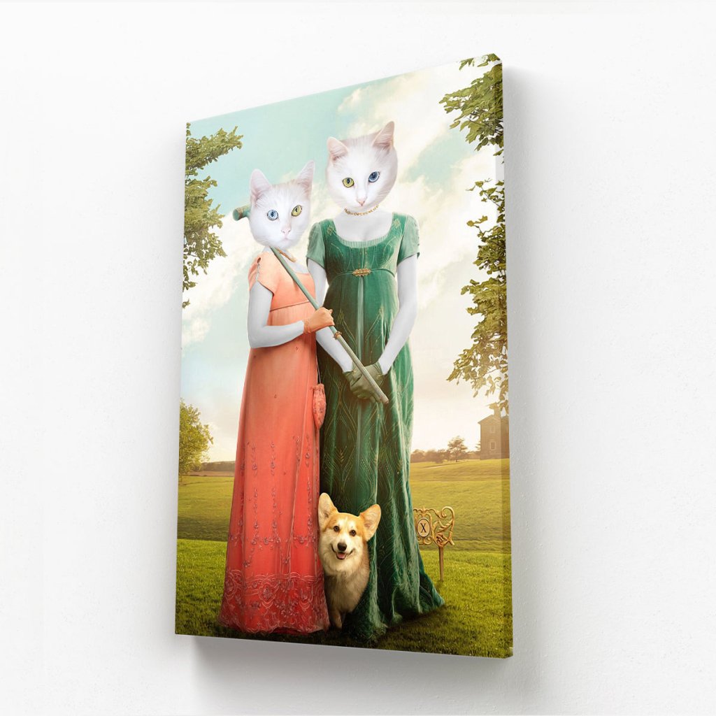 Pet Portraits | The Sisters (Bridgerton Inspired): Custom Pet Canvas | Paw & Glory