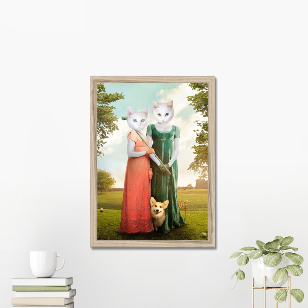 The Sisters (Bridgerton Inspired): Custom Pet Portrait - Paw & Glory - Dog Portraits - Pet Portraits