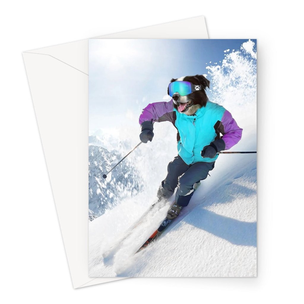 Pet Portraits | The Skiier: Custom Pet Greeting Card | Paw & Glory