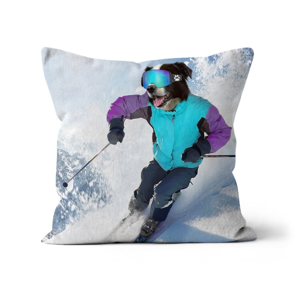 Pet Portraits | The Skiier: Custom Pet Pillow | Paw & Glory