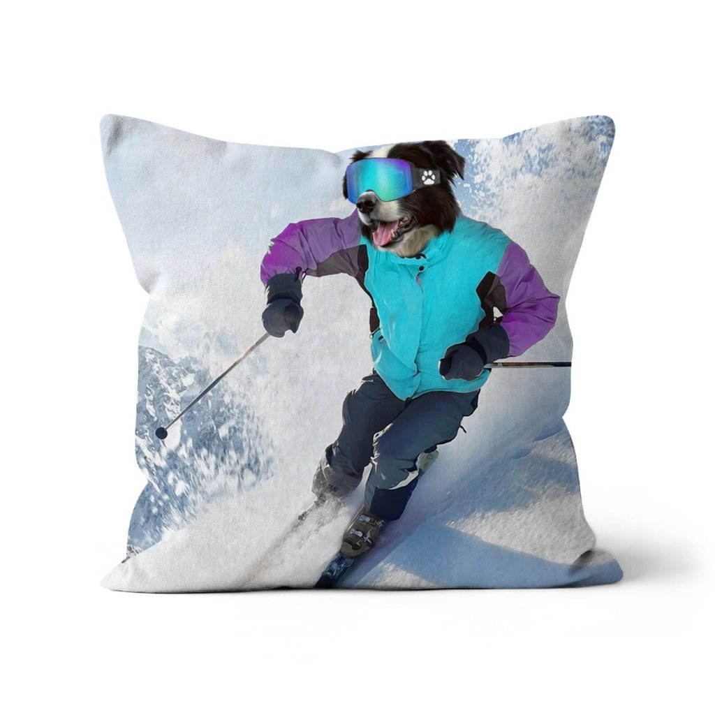 Pet Portraits | The Skiier: Custom Pet Pillow | Paw & Glory