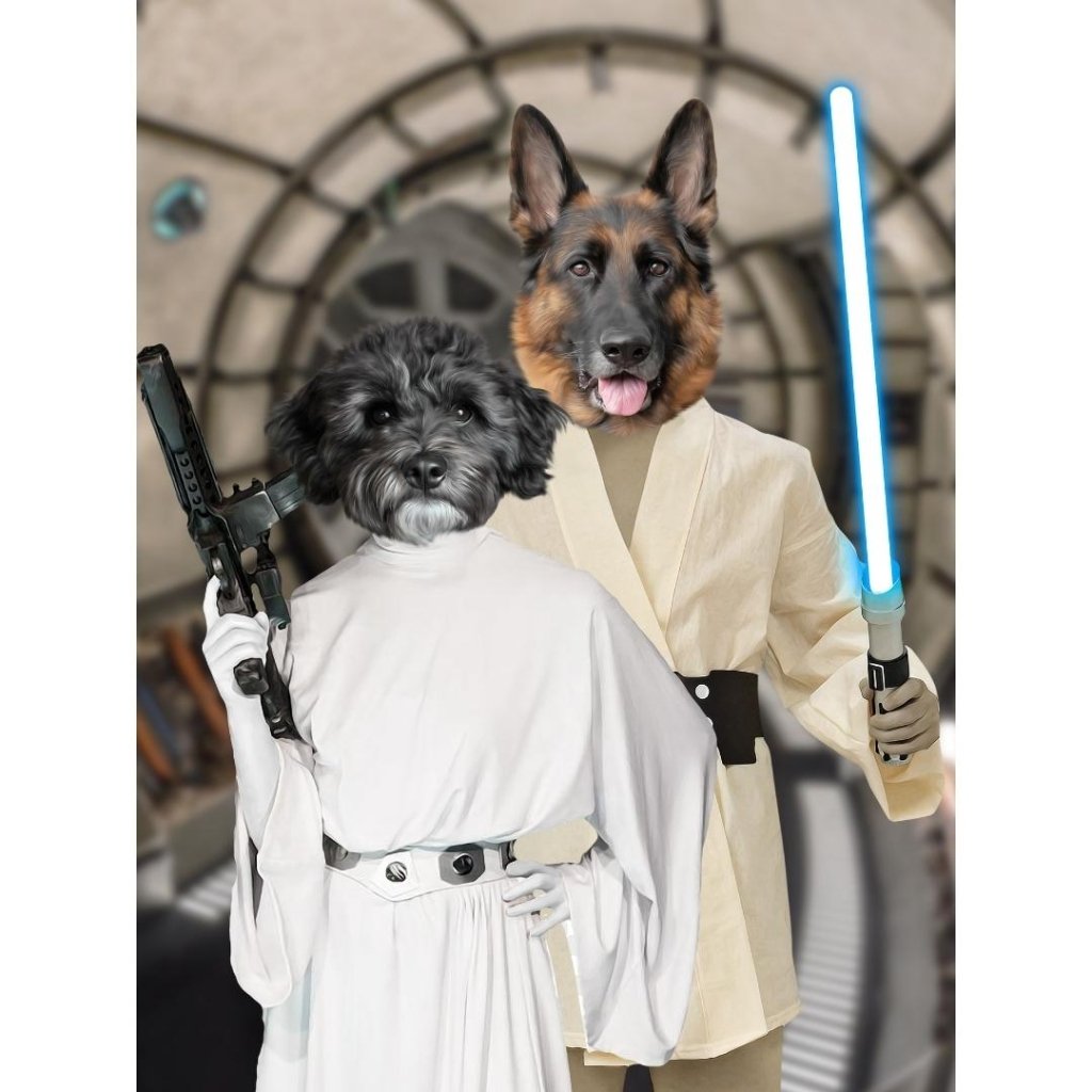 Pet Portraits | The Skywalker Siblings (Star Wars Inspired): Custom Digital Download Pet Portrait | Paw & Glory