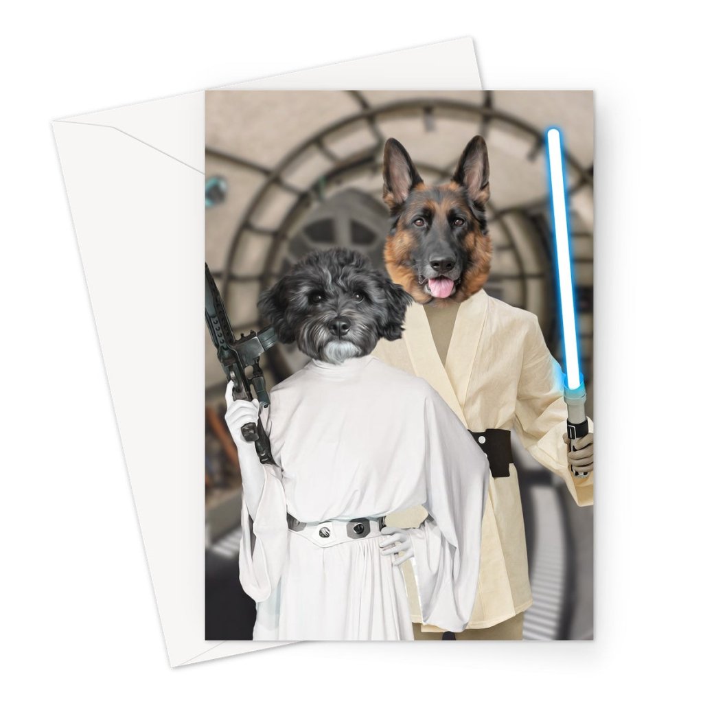 Pet Portraits | The Skywalker Siblings (Star Wars Inspired): Custom Pet Greeting Card | Paw & Glory