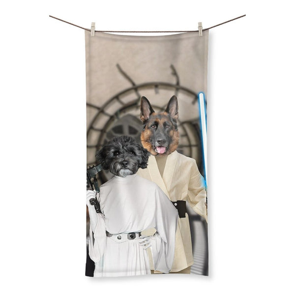 Galactic Sibling Duo Custom Pet Towel | Custom Pet Portrait | Paw & Glory