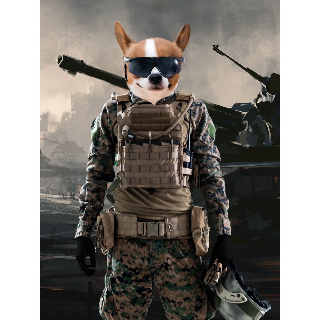 Pet Portraits | The Soldier: Custom Digital Download Pet Portrait | Paw & Glory