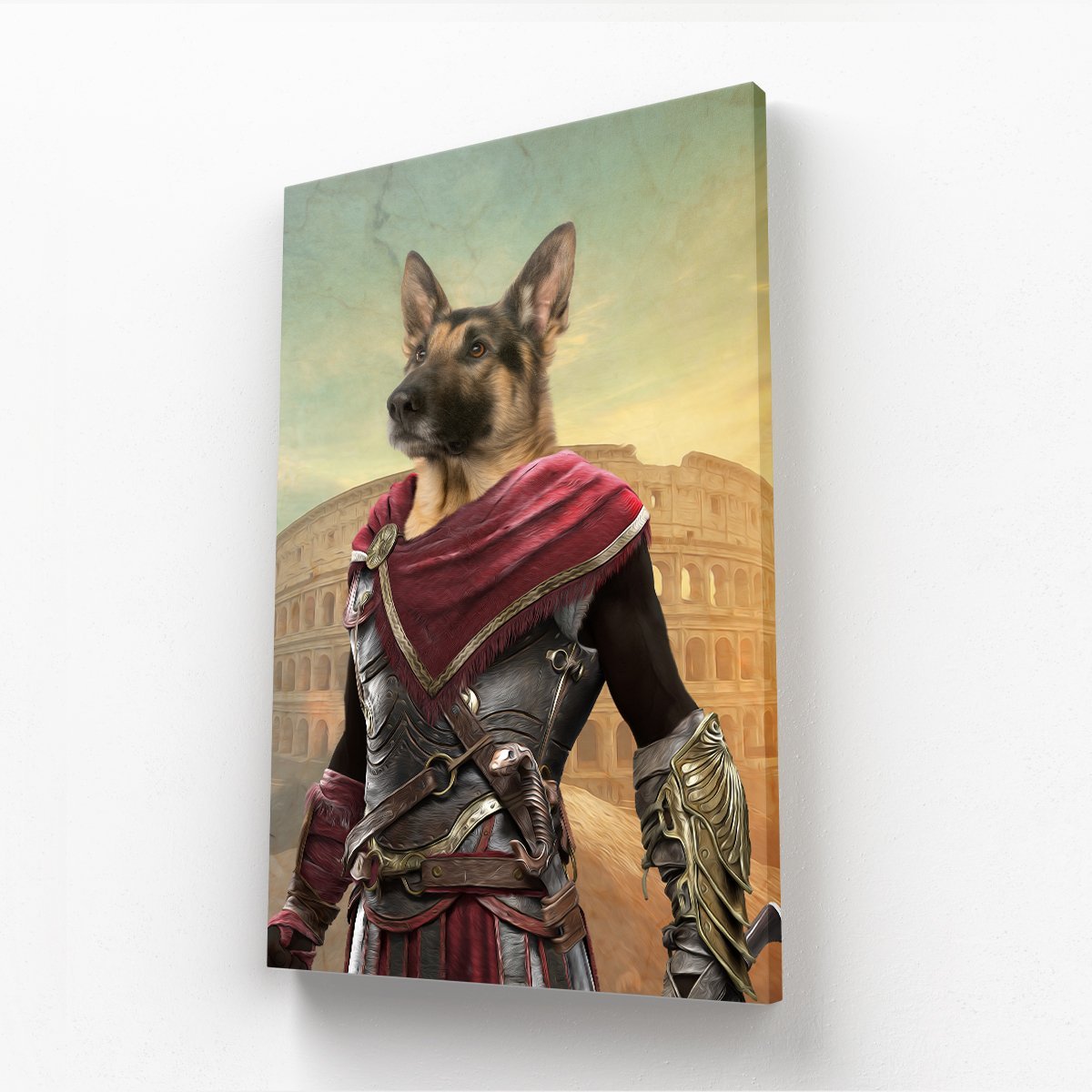 The Spartan: Custom Pet Canvas - Paw & Glory - Dog Portraits - Pet Portraits
