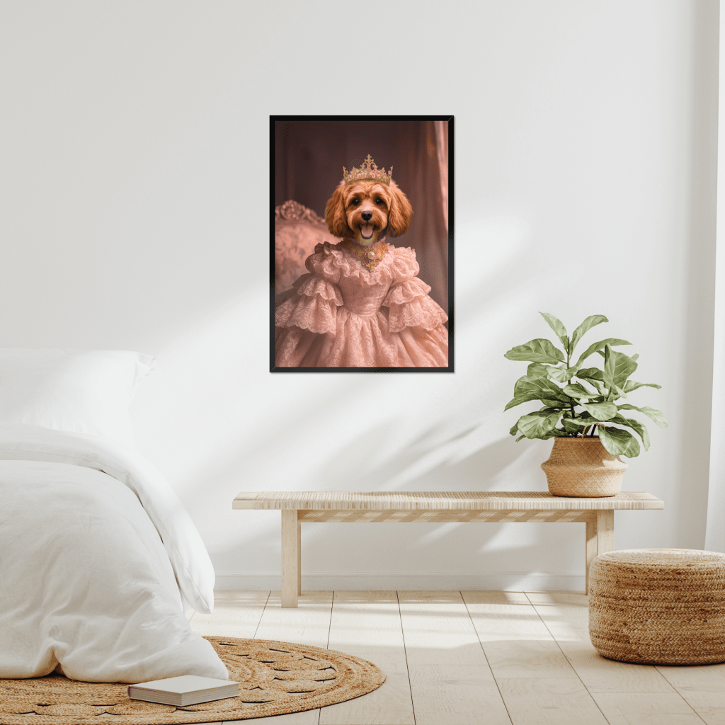 The Spoiled Princess: Custom Pet Framed Portrait - Paw & Glory - Dog Portraits - Pet Portraits