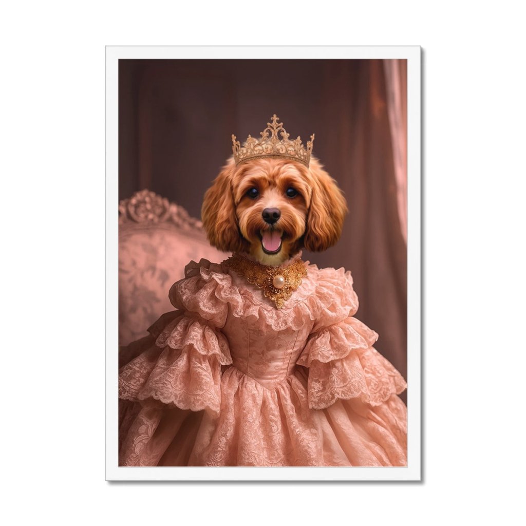 The Spoiled Princess: Custom Pet Framed Portrait - Paw & Glory - Dog Portraits - Pet Portraits