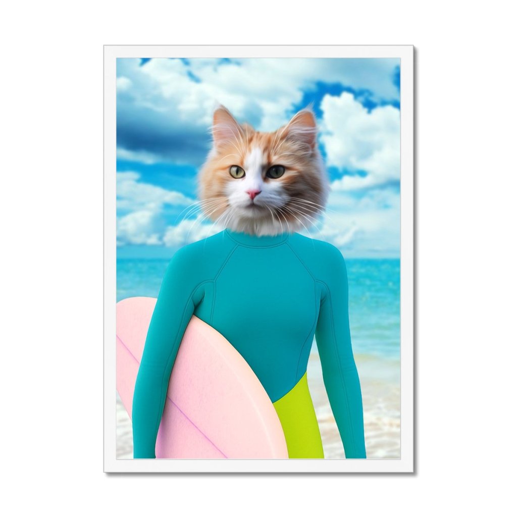 The Surfer Chick: Custom Pet Framed Portrait - Paw & Glory - Dog Portraits - Pet Portraits