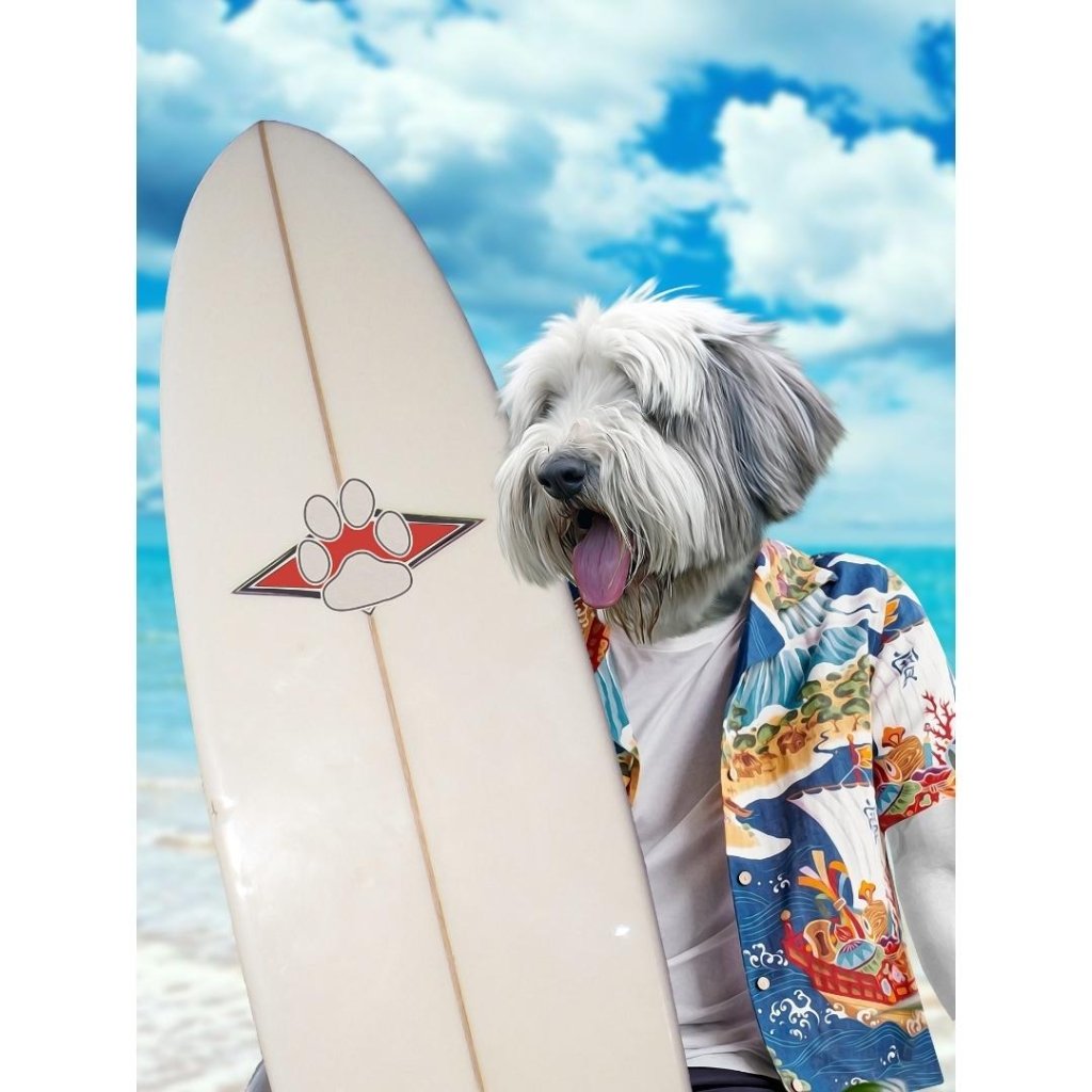 Pet Portraits | The Surfer: Custom Digital Download Pet Portrait | Paw & Glory
