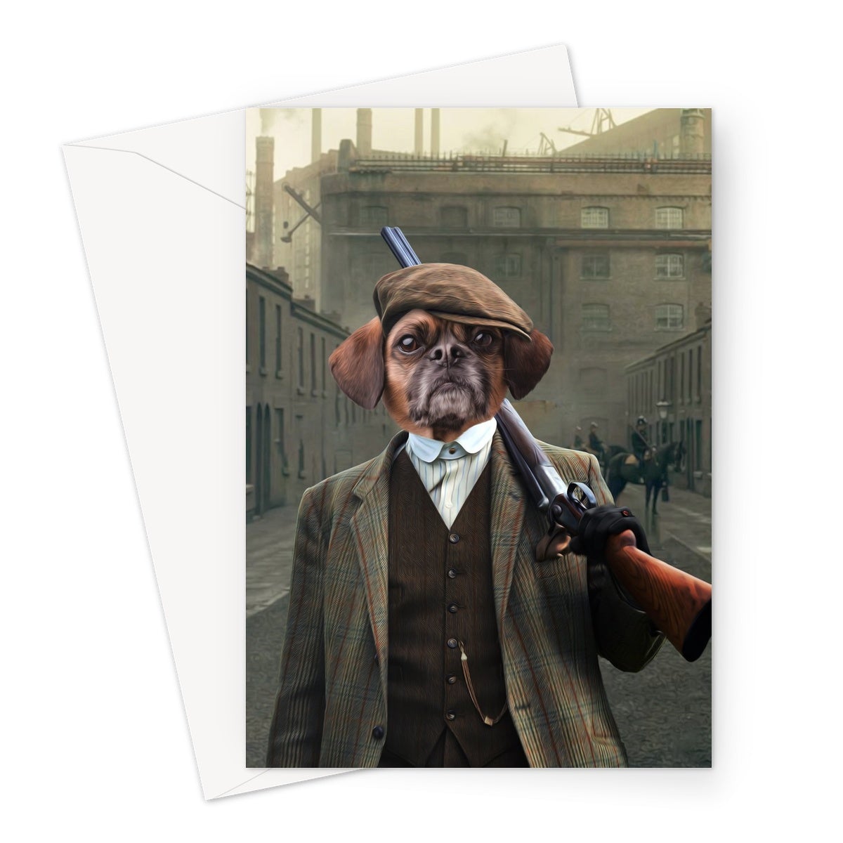 Pet Portraits | The Thug (Peaky Blinders Inspired): Custom Pet Greeting Card | Paw & Glory