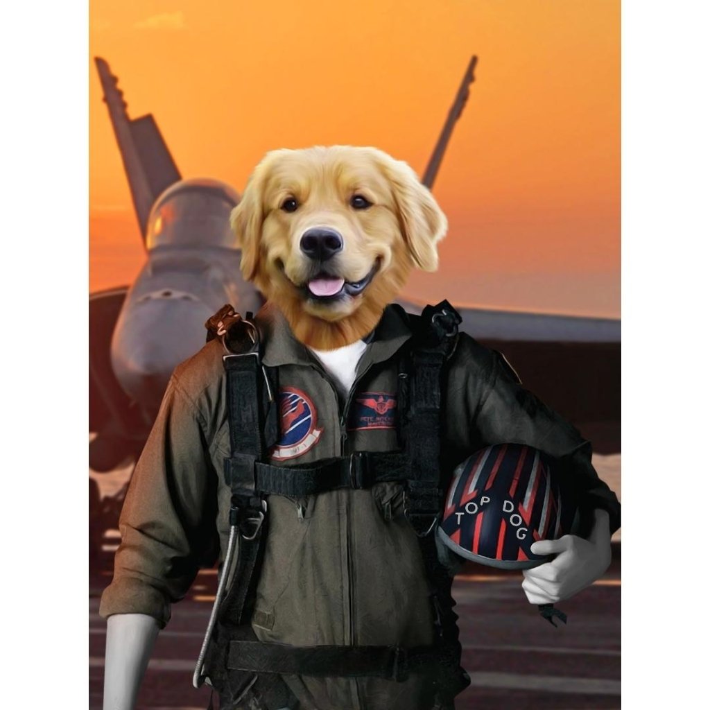 Pet Portraits | The Top Pilot: Custom Digital Download Pet Portrait | Paw & Glory