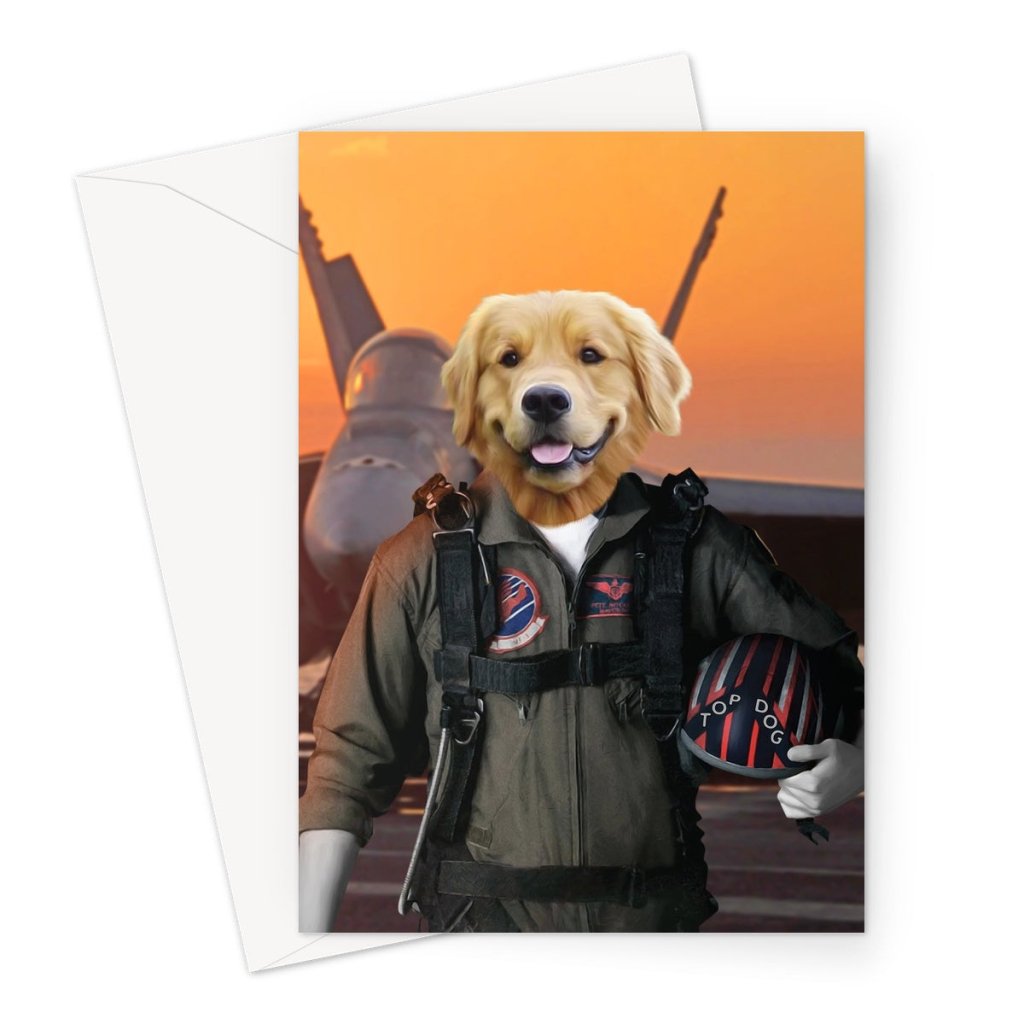 Pet Portraits | The Top Pilot: Custom Pet Greeting Card | Paw & Glory