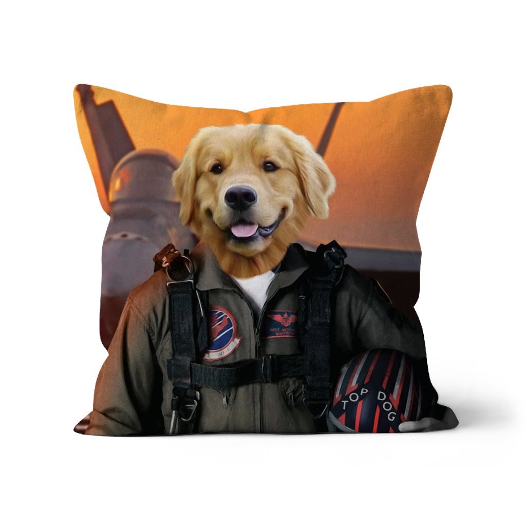 The Top Pilot: Custom Pet Pillow - Paw & Glory - Dog Portraits - Pet Portraits