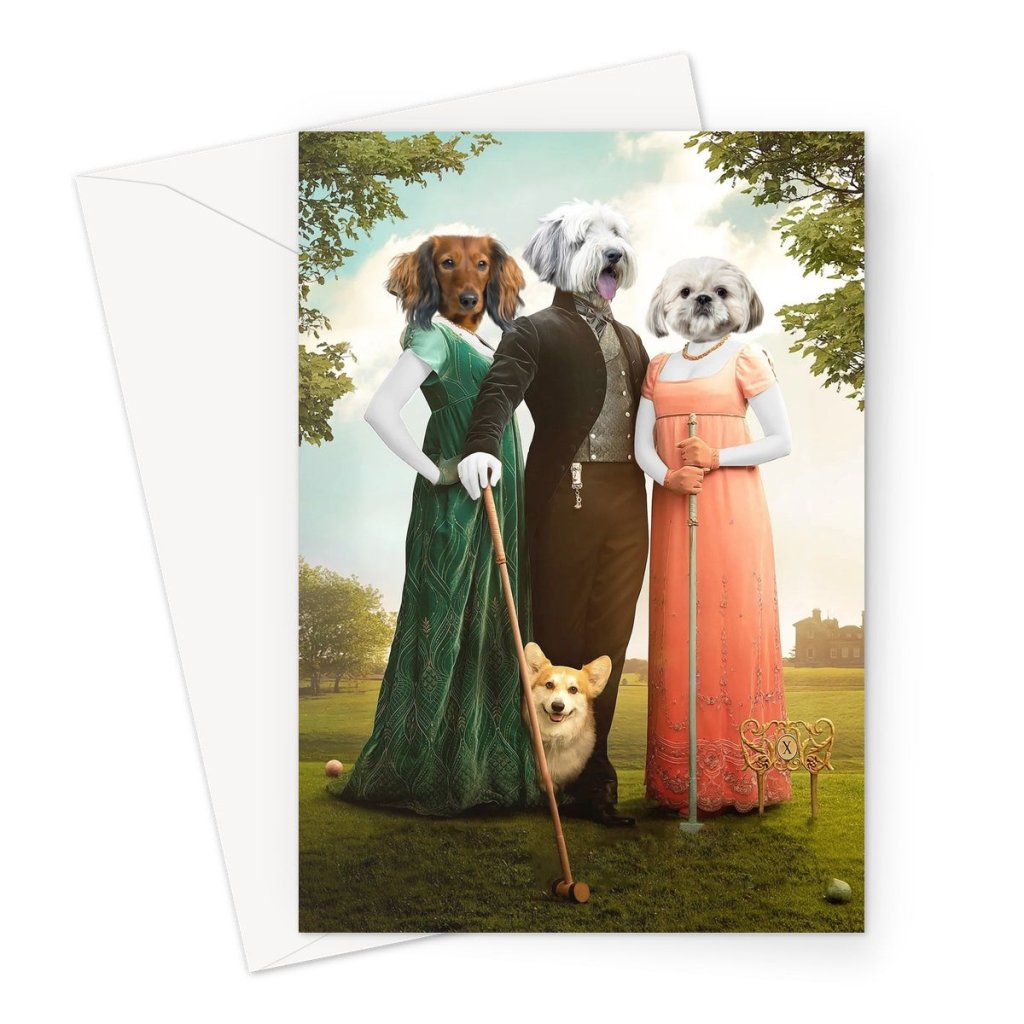 Pet Portraits | The Trio (Bridgerton Inspired): Custom Pet Greeting Card | Paw & Glory