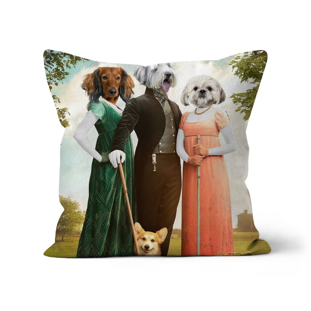 Pet Portraits | The Trio (Bridgerton Inspired): Custom Pet Pillow | Paw & Glory