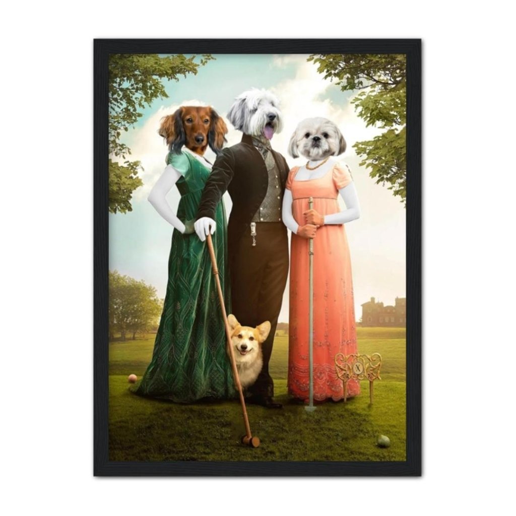 Pet Portraits | The Trio (Bridgerton Inspired): Custom Pet Portrait | Paw & Glory