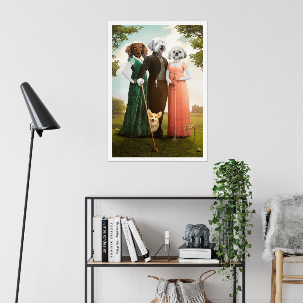 Pet Portraits | The Trio (Bridgerton Inspired): Custom Pet Poster | Paw & Glory