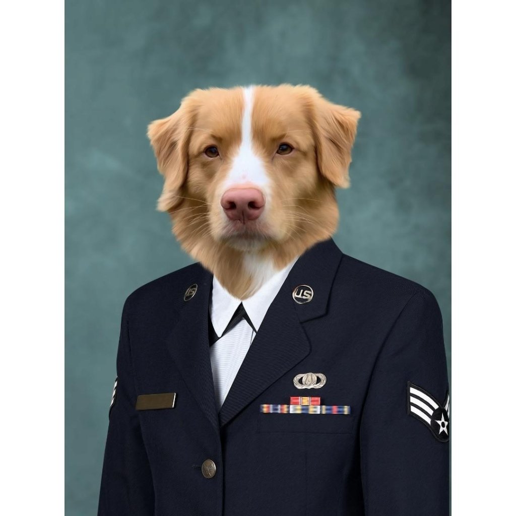 Pet Portraits | The US Female Navy Officer: Custom Digital Download Pet Portrait | Paw & Glory