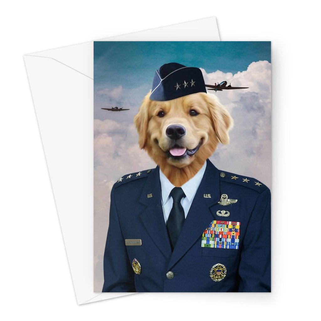 Pet Portraits | The US Male Airforce Officer: Custom Pet Greeting Card | Paw & Glory
