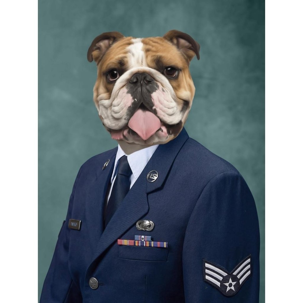 Pet Portraits | The US Male Navy Officer: Custom Digital Download Pet Portrait | Paw & Glory