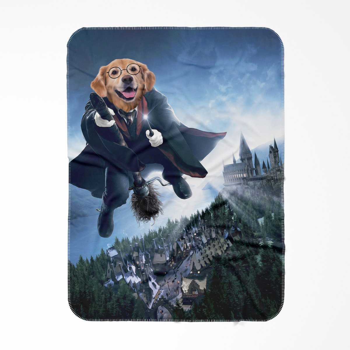 Pet Portraits | The Wizard (Harry Potter Inspired): Custom Pet Blanket | Paw & Glory