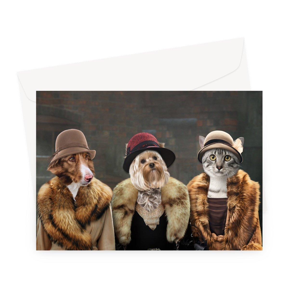 Pet Portraits | The Women (Peaky Blinders Inspired) 3 Pet: Custom Pet Greeting Card | Paw & Glory