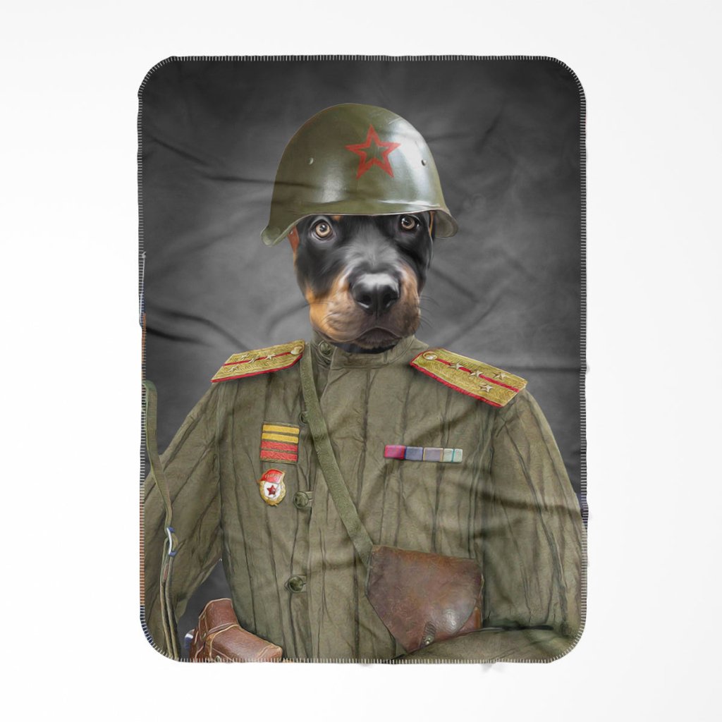 Pet Portraits | The World War Soldier: Custom Pet Blanket | Paw & Glory