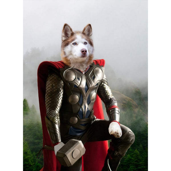 Thunder God Hero Custom Digital Download Pet Portrait | Pet Portrait From Photo | Paw & Glory