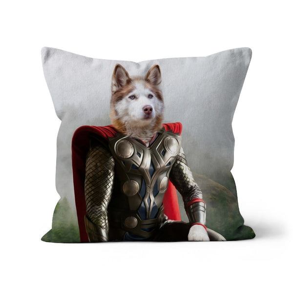 Thunder God Hero Custom Pet Pillow | Funny Pet Portrait | Paw & Glory