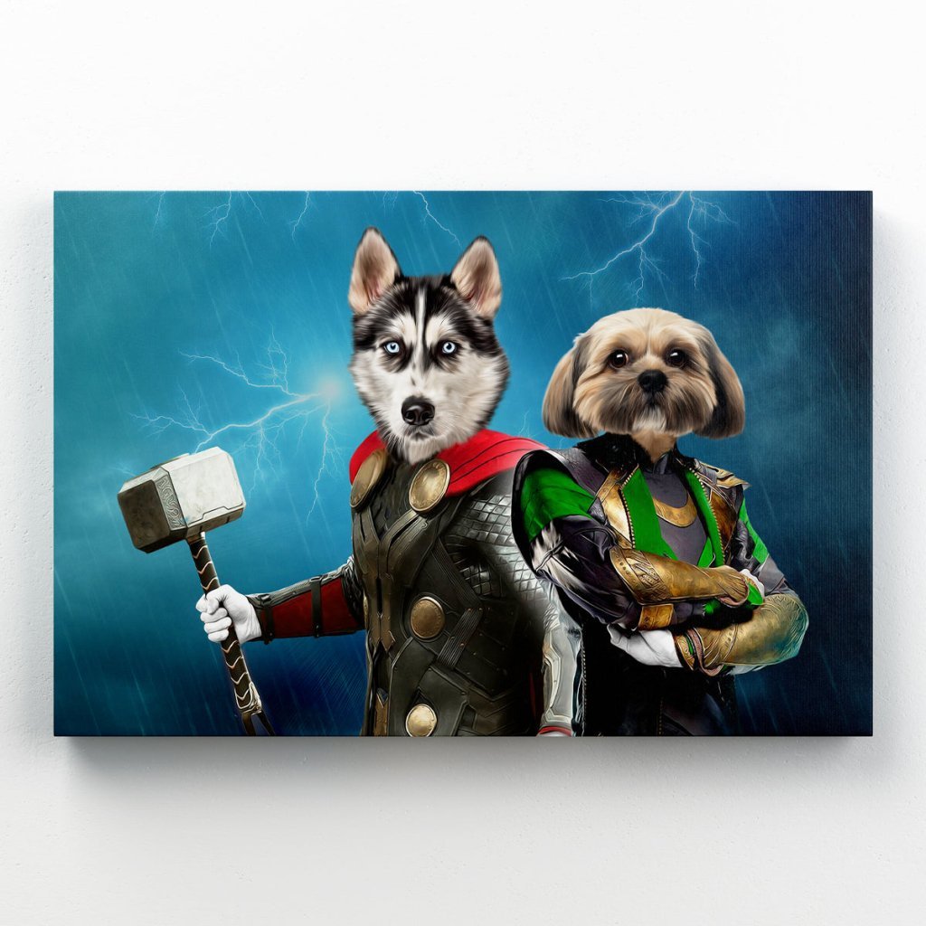 Pet Portraits | Thor & Loki: Custom Pet Canvas | Paw & Glory
